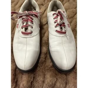 FOOTJOY Comfort Golf Shoes Women's size 8M White & Pink Argyle Extra Comfort